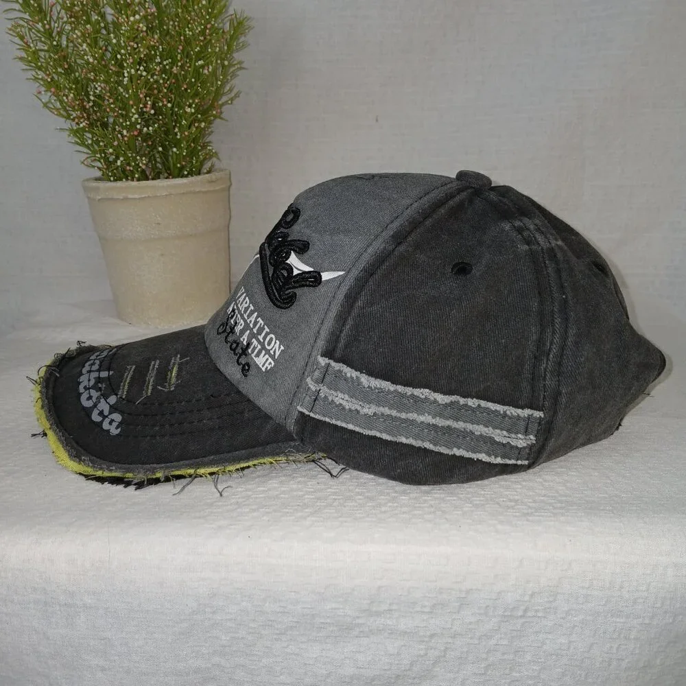 BLACK LABEL DISTRESSED INDIAN DAKOTA HAT, BASEBALL CAP.  BLACK, NWOT
